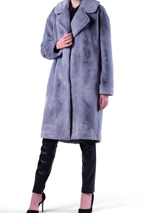 Long pale blue eco fur coat 500223 aLOT1 photo