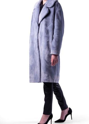 Long pale blue eco fur coat 500223 aLOT3 photo