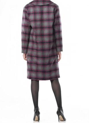 Woolen gray coat with black and pink plaid  500211 aLOT3 photo