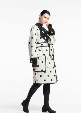 Black double-breasted polka dot coat 500182 aLOT3 photo