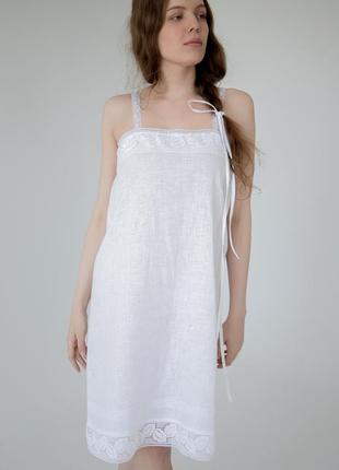 Linen sleepwear dress with lace. ethno collection3 photo