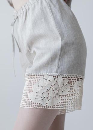 Unbleached linen pajamas with lace. ethno collection2 photo