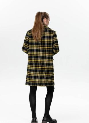 Double-breasted yellow plaid coat to the knee 500342 aLOT3 photo