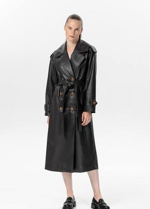 Dark brown double-breasted trench coat with a large stand-up collar 500340 aLOT1 photo