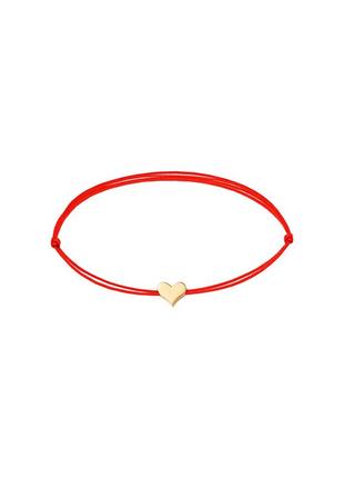 BRACELET WITH A RED THREAD AND A GOLD PLATED HEART STERLING SILVER 925