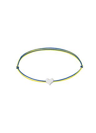 BRACELET WITH A BLUE-YELLOW THREAD AND A STERLING SILVER HEART 9251 photo