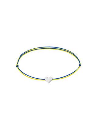 BRACELET WITH A BLUE-YELLOW THREAD AND A STERLING SILVER HEART 925