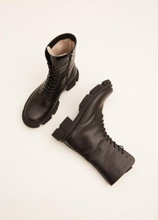 Black leather urban boots