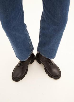 Black leather combat boots with ruble sole5 photo