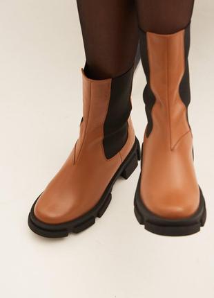 Brown leather chelsea boots3 photo
