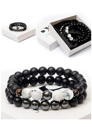 Tigers Eye, Shungite, Hematite, Cacholong Double Bracelet3 photo