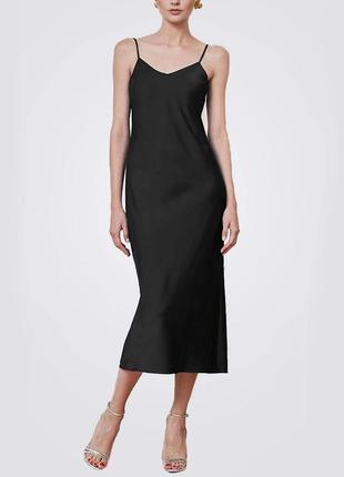 Midi Slip Dress, black