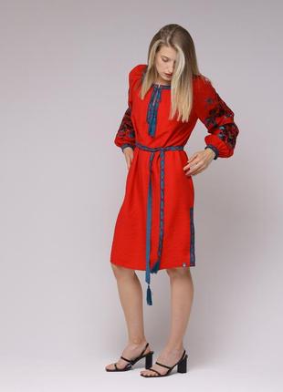 Tunic dress "Solomiia" red5 photo