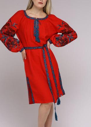 Tunic dress "Solomiia" red4 photo