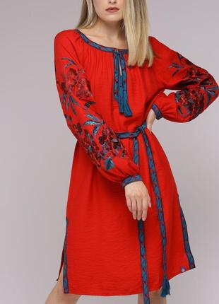 Tunic dress "Solomiia" red9 photo