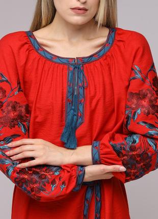 Tunic dress "Solomiia" red10 photo