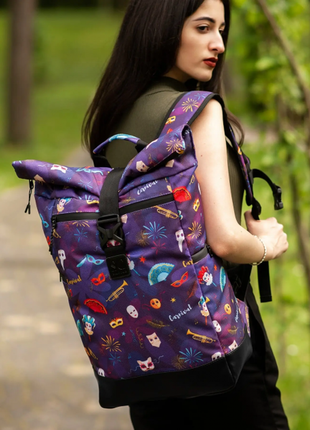 Backpack for women city large, rolltop with a compartment for a laptop up to 15.6",Bounce ar. B37-TW