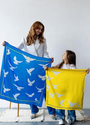 "Birds of peace" scarf Size 70*70cm Shpalta brand silk shawl from Ukraine9 photo