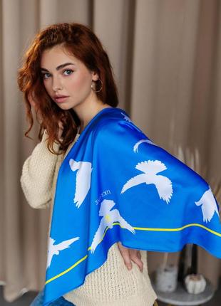 "Birds of peace" scarf Size 70*70cm Shpalta brand silk shawl from Ukraine2 photo
