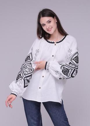 Women's blouse "Gorgany" white3 photo