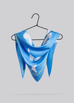 "Birds of peace" scarf Size 70*70cm Shpalta brand silk shawl from Ukraine3 photo