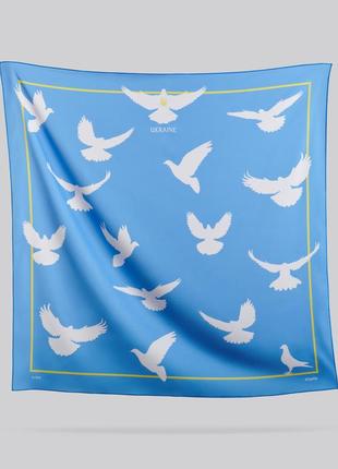 "Birds of peace" scarf Size 70*70cm Shpalta brand silk shawl from Ukraine