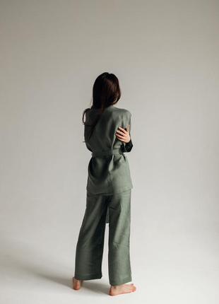 Linen women's kimono suit set with pants4 photo