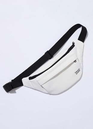 White big leather bum bag