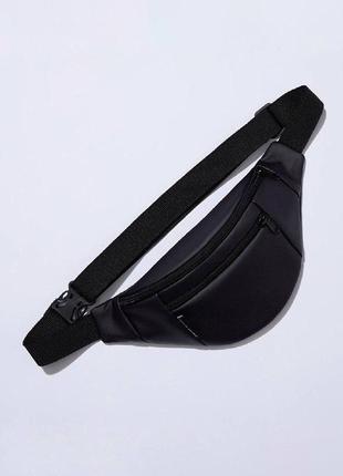 Black leather bum bag