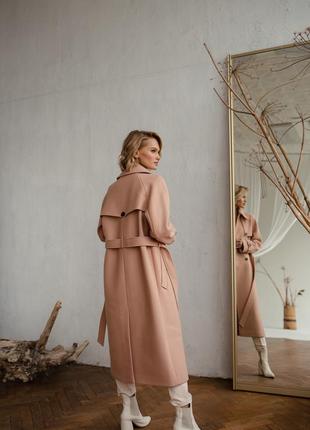 Woman pale pink trench wool coat3 photo