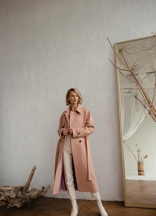 Woman pale pink trench wool coat7 photo