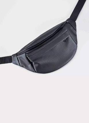 Big black leather bum bag