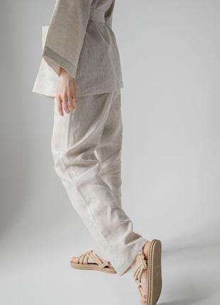 Linen women's kimono suit set with pants3 photo