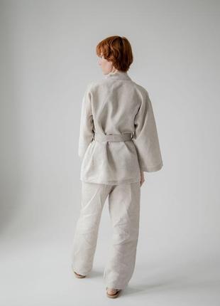 Linen women's kimono suit set with pants4 photo