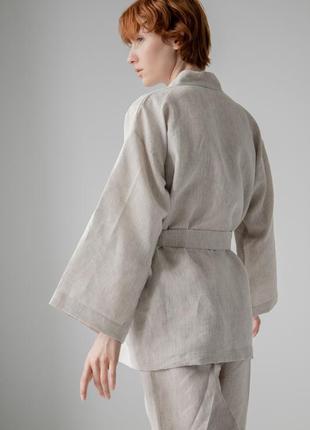 Linen women's kimono suit set with pants5 photo