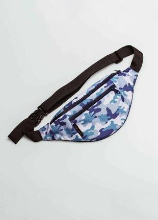 Blue camouflage bum bag