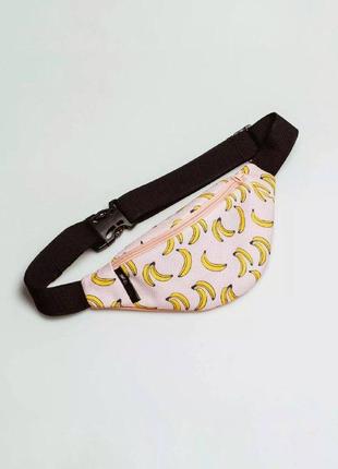 Children's peach bum bag with bananas (solid)