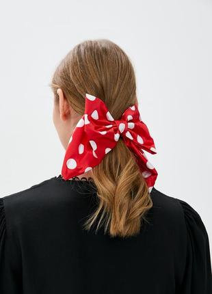 Big red and white polka dot luxury bow hair accessory by My Scarf