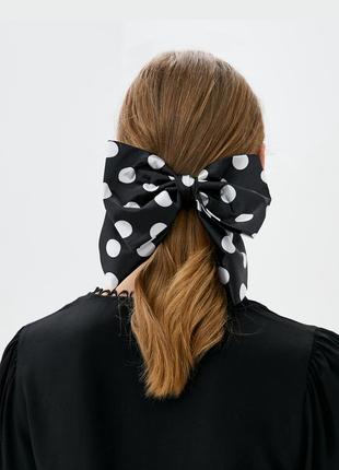 Large black and white polka dot luxury bow - hair decoration from My Scarf