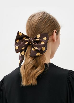 Large brown polka dot luxury bow hair accessory by My Scarf