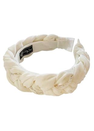 Velvet white headband pigtail" from My Scarf