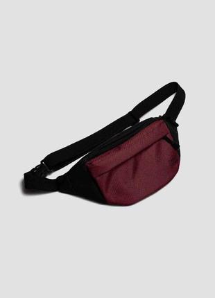 Black and burgundy big bum bag