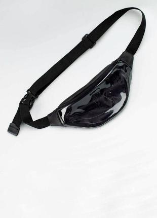 Black transparent bum bag, fanny pack, belt bag