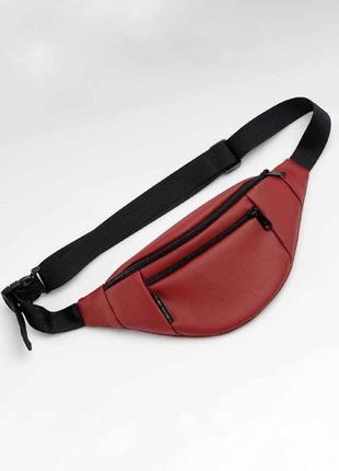Burgundy leather bum bag, fanny pack, belt bag1 photo
