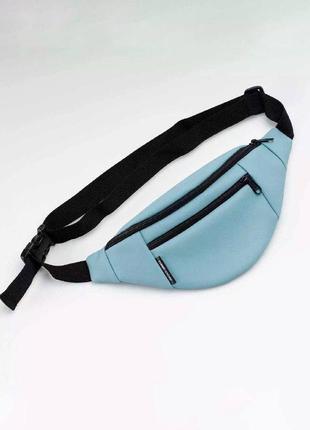 Blue leather bum bag, fanny pack, belt bag