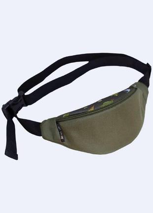 Children's khaki bum bag with dinosaurs, fanny pack, belt bag1 photo
