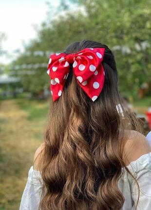 Big red and white polka dot luxury bow hair accessory by My Scarf4 photo
