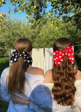 Big red and white polka dot luxury bow hair accessory by My Scarf5 photo