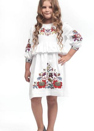 Dress for girls with embroidery 303-20/091 photo