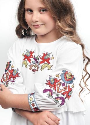 Dress for girls with embroidery 303-20/093 photo
